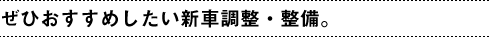 ぜひおすすめしたい新車調整・整備。